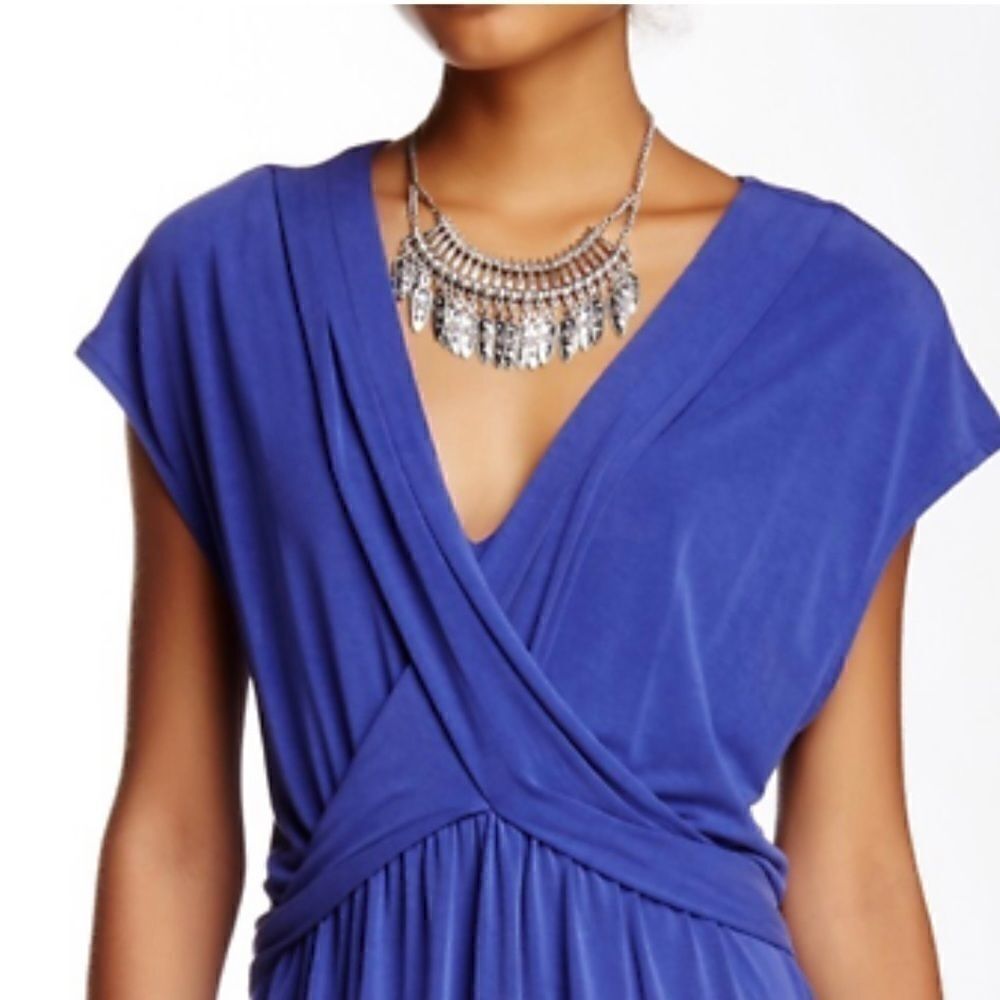 Free People Cupro Criss Cross V Cobalt Mini Dress - Picture 5 of 11